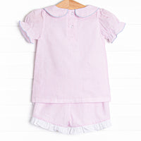 Soft Serve Swirls Embroidered Short Set, Pink
