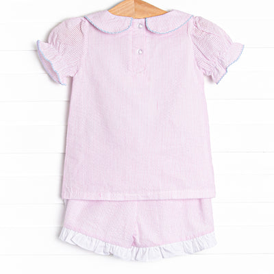 Soft Serve Swirls Embroidered Short Set, Pink