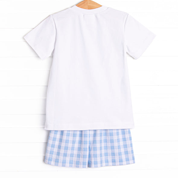 Park Check In Applique Short Set, Blue