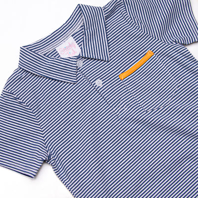 Wesley Short Set, Orange and Navy Stripe