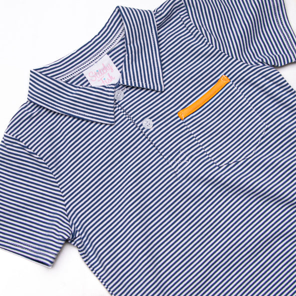 Wesley Short Set, Orange and Navy Stripe