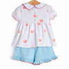 Prep School Polished Ruffle Short Set, Blue