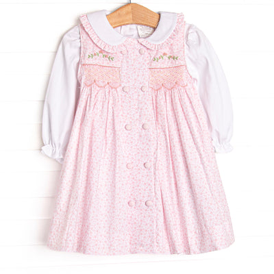Bleu: Winifred Embroidered Dress Set, Pink
