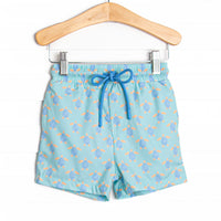 Turquoise Turtles Swim Trunks, Green