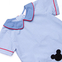 Mouseketeer Magic Applique Short Set, Blue Gingham