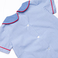 Mouseketeer Magic Applique Short Set, Blue Gingham
