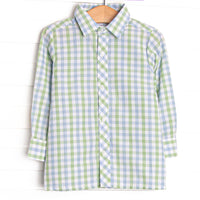 Bleu: Brixton Bay Button-Up Shirt, Blue and Green Plaid