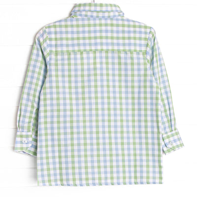 Bleu: Brixton Bay Button-Up Shirt, Blue and Green Plaid