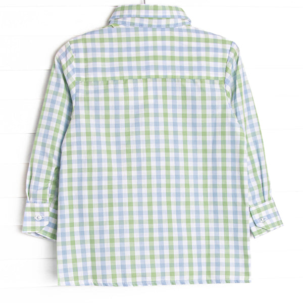 Bleu: Brixton Bay Button-Up Shirt, Blue and Green Plaid