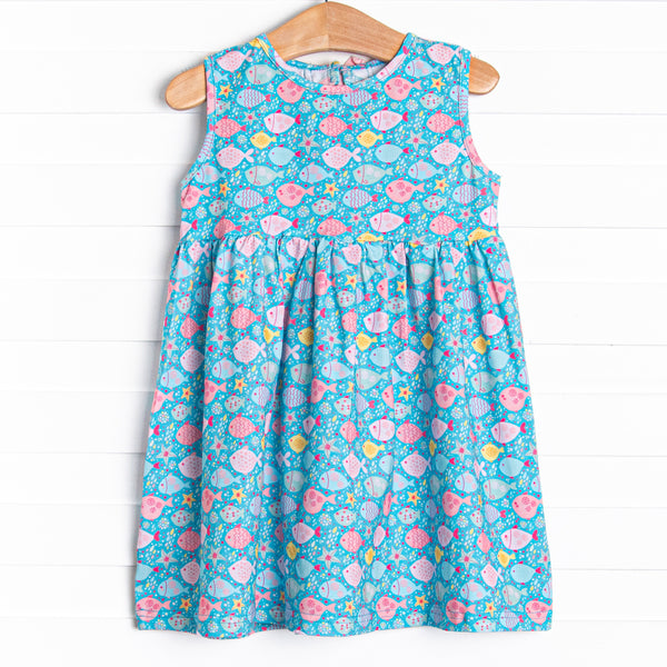 Shiny Scales Dress, Blue