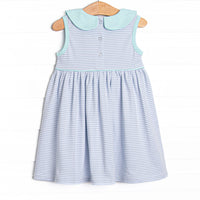 Marcella Pima Dress, Mint and Blue Stripe
