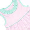 Louise Pima Ruffle Short Set, Mint and Light Pink Stripe