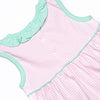 Louise Pima Ruffle Short Set, Mint and Light Pink Stripe