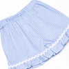 Spelling Bee Sweetie Applique Ruffle Short Set, Blue Gingham