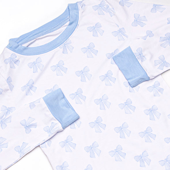 Bows of Blue Bamboo Pajama Set, Blue