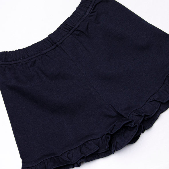 At the Ballpark Pima Embroidered Ruffle Short Set, Red Stripe