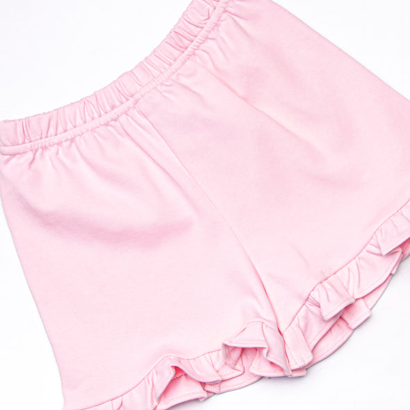 Saddler Pima Ruffle Short Set, Pink and Light Blue Stripe