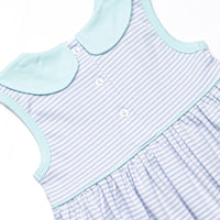 Marcella Pima Dress, Mint and Blue Stripe