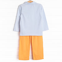 Lil' Pumpkin Embroidered Pant Set, Orange