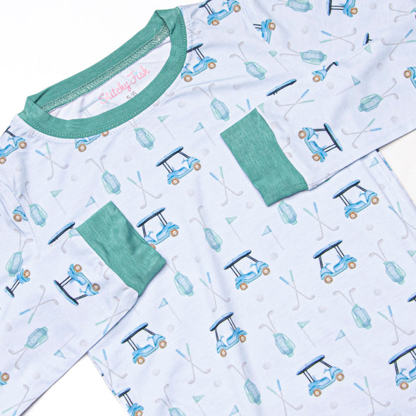 Birdie and Bogey Bamboo Pajama Set, Blue
