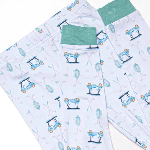 Birdie and Bogey Bamboo Pajama Set, Blue