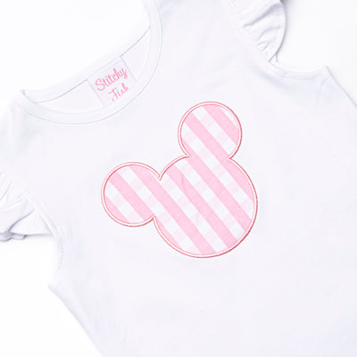 Park Check In Applique Ruffle Short Set, Pink