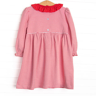 Sleigh Ride Smocked Dress, Red