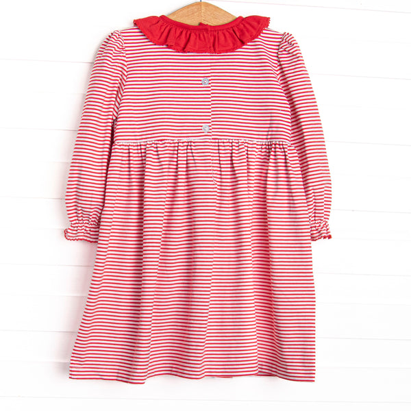 Sleigh Ride Smocked Dress, Red