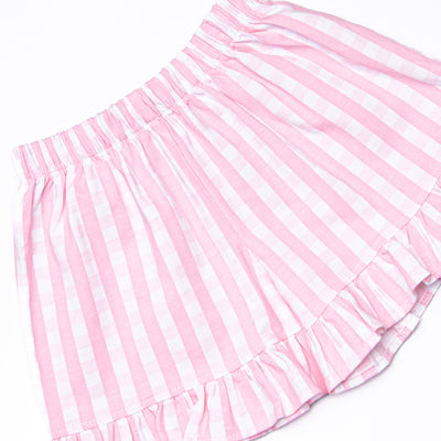 Park Check In Applique Ruffle Short Set, Pink