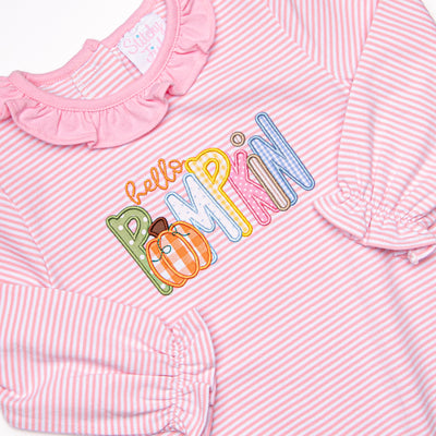 Hello Pumpkin Applique Romper, Pink