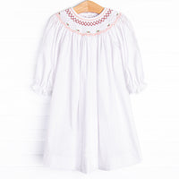 Red Roses Smocked Dress, Red