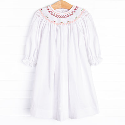 Red Roses Smocked Dress, Red