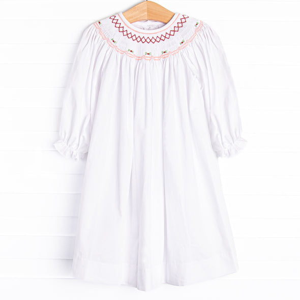Red Roses Smocked Dress, Red