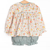 English Garden Charm Smocked Bloomer Set, Green