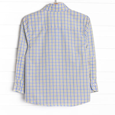 Bleu: Conrad Classic Button-Up Shirt, Light Blue and Green Plaid