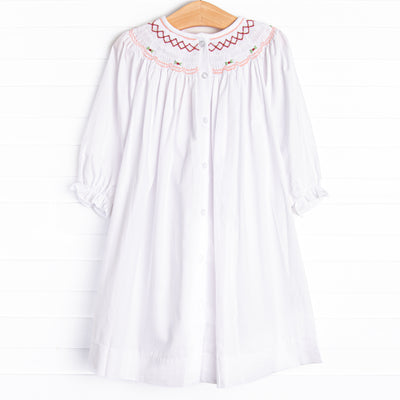 Red Roses Smocked Dress, Red