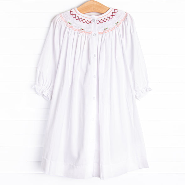 Red Roses Smocked Dress, Red