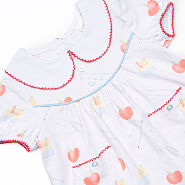 Prep School Polished Ruffle Short Set, Blue