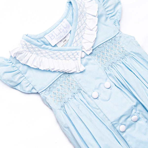 Bleu: Collins Smocked Bubble, Blue Pique