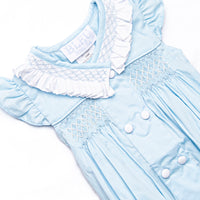 Bleu: Collins Smocked Dress, Blue Pique