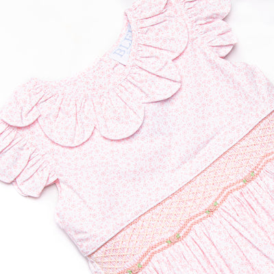 Bleu: Winifred Smocked Scalloped Collar Bubble, Pink