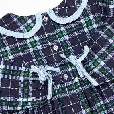 Campbell Long Sleeve Dress, Navy Plaid