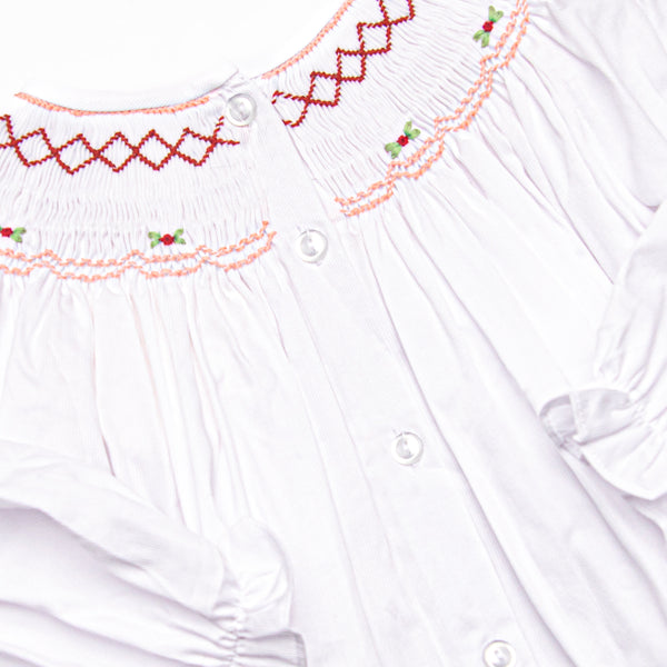 Red Roses Smocked Dress, Red