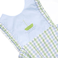 Bleu: Bexley Bay Embroidered Ruffle Bubble, Blue and Green Plaid