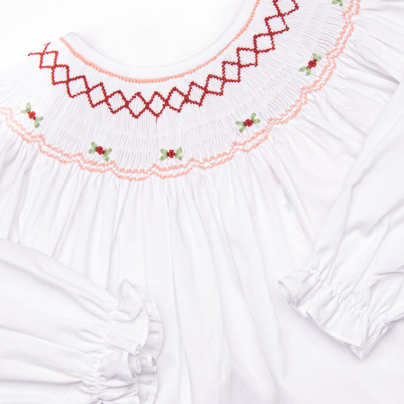 Red Roses Smocked Dress, Red