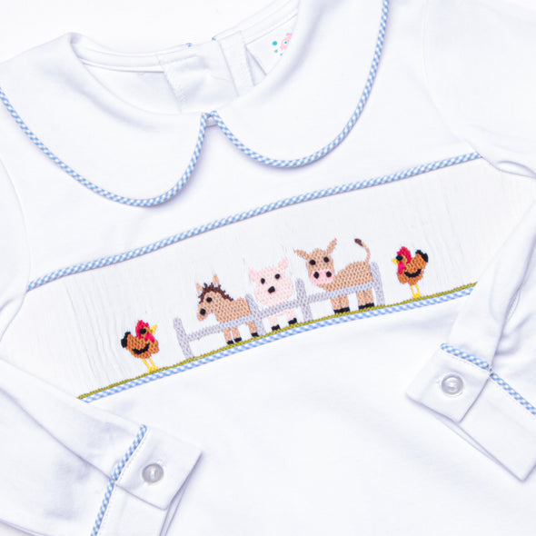 Barn Buddies Smocked Pant Set, Blue
