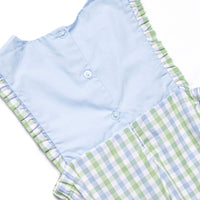 Bleu: Bexley Bay Embroidered Ruffle Bubble, Blue and Green Plaid