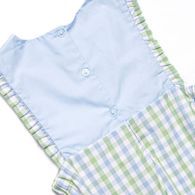 Bleu: Bexley Bay Embroidered Ruffle Bubble, Blue and Green Plaid