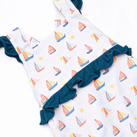 Sunset Sailing Ruffle Romper, Blue