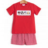 Clubhouse Characters Smocked Short Set, Red